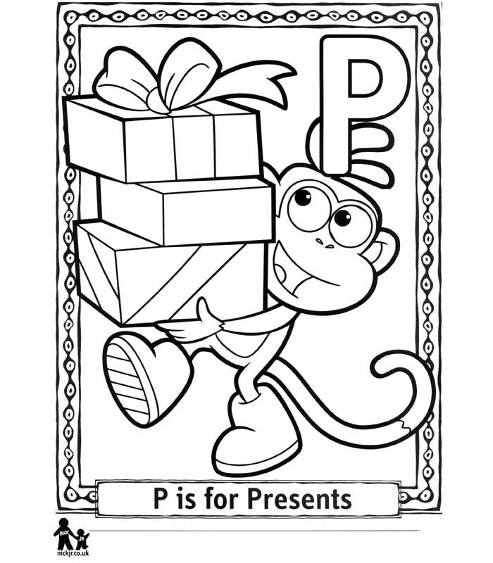 Print P Presents = Cadeautjes kleurplaat